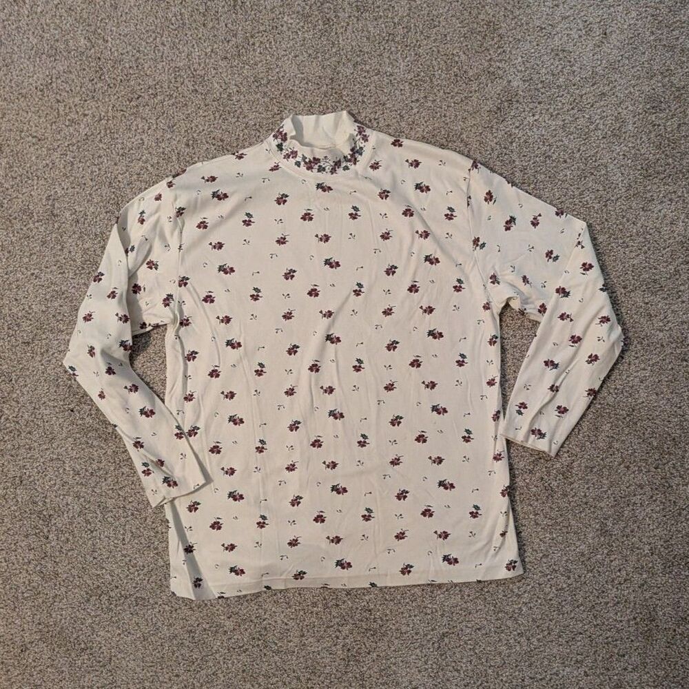 NWT Vintage Floral Turtleneck 100% Cotton